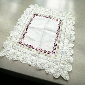 Weaved 100% Cotton Doily Cream White with Lace Edge Thick